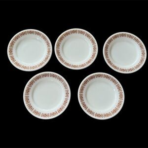 Pyrex Tableware by Corning Copper Filigree 5 Bread Plates 6.75" 704 EUC